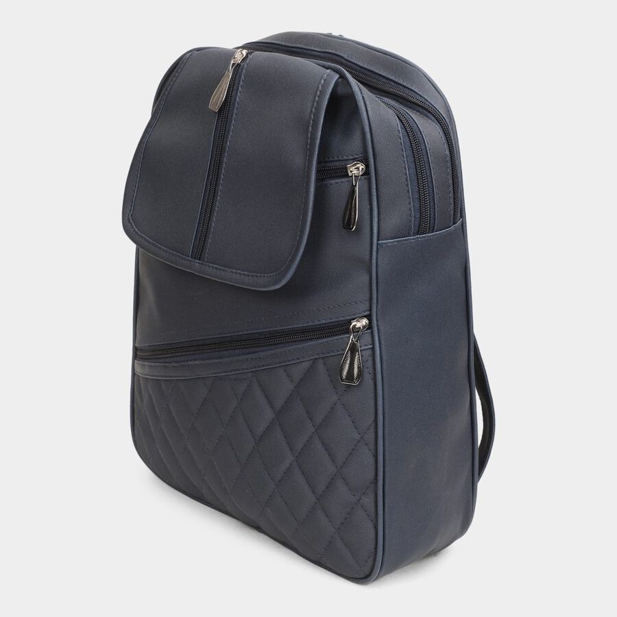 Women's Blue Polyurethane Backpack, , large image number null