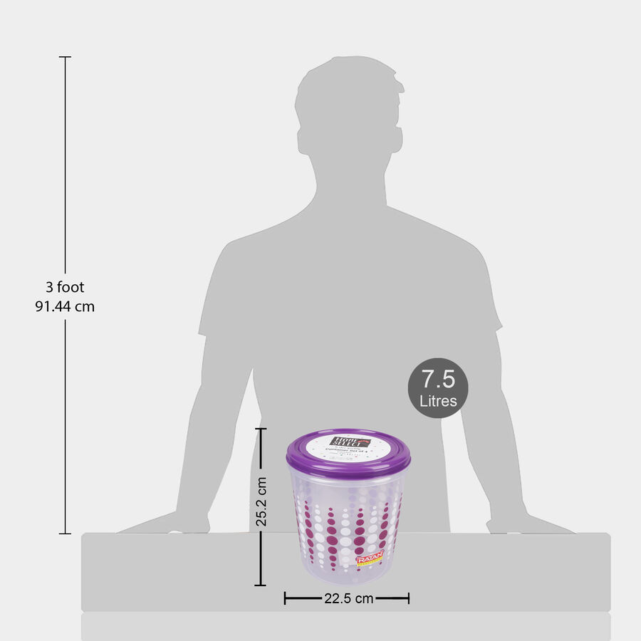 एयर-टाइट प्लास्टिक कंटेनर, 4 का सेट, 750 ml, 2 L, 5 L, 7.5 L, , large image number null