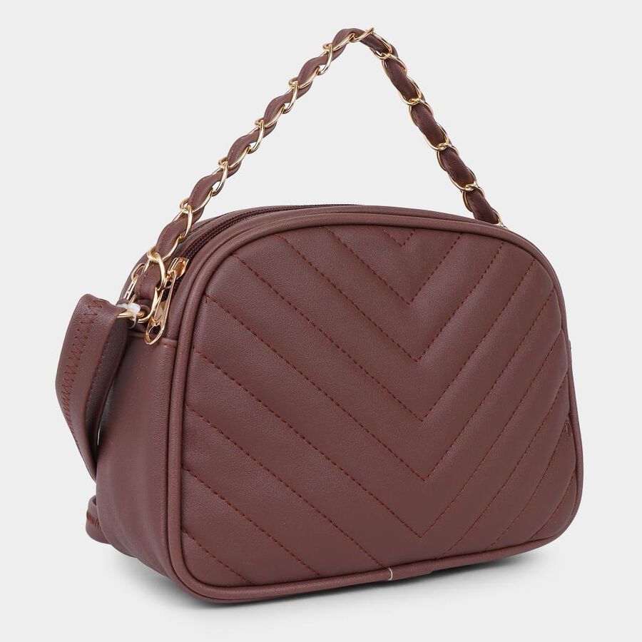 Women's Brown Polyurethane Handbag, , large image number null