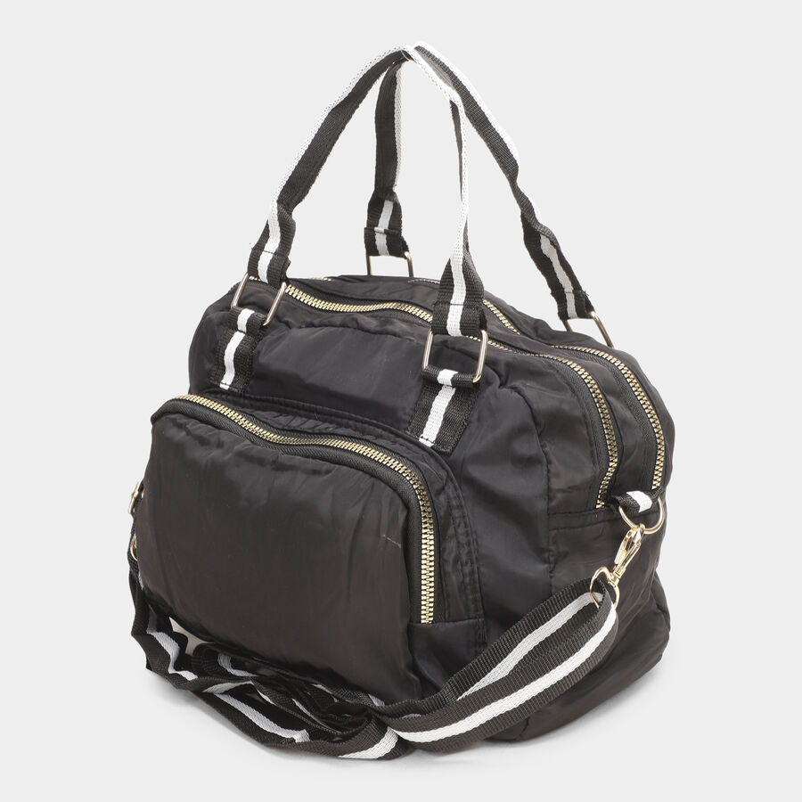 Women's Black Fabric Hand Bag, , large image number null
