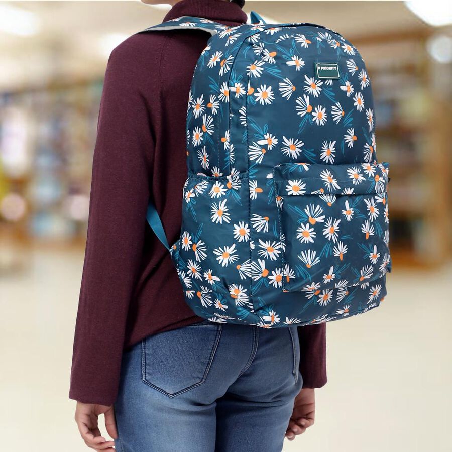 Women's Blue Fabric Backpack, , large image number null