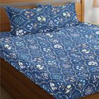 Blue Microfiber Double Bedsheet with Pillow Cover, , small
