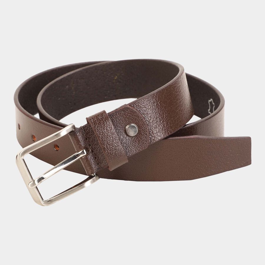 Men's BrownLeather Formal Belt, , large