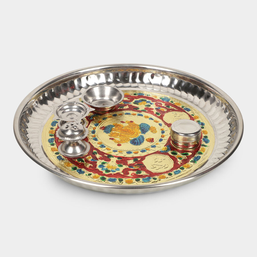 Steel Pooja Plate, , large
