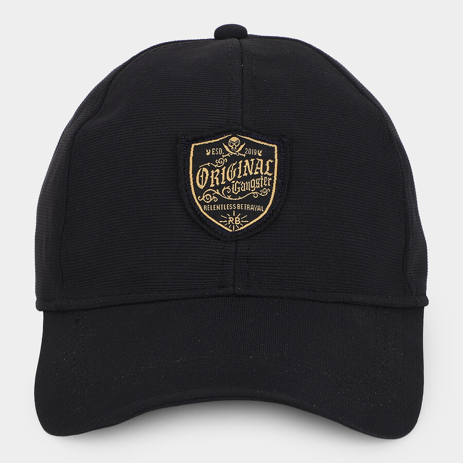 Men's Black Fabric Cap, , large