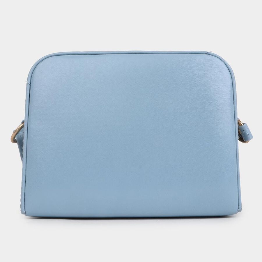 Women's Mid Blue Polyurethane Sling Bag, , large image number null