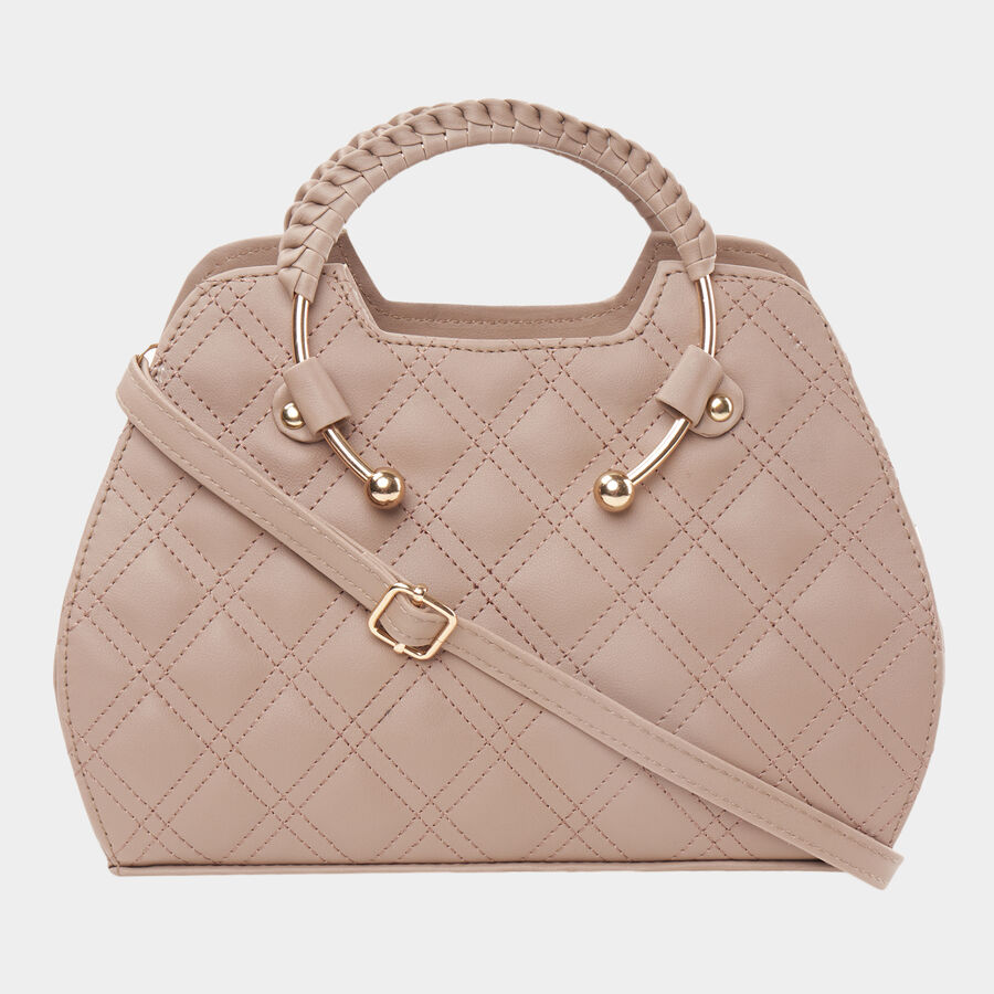 Women Quilted Beige Handbag, , large image number null