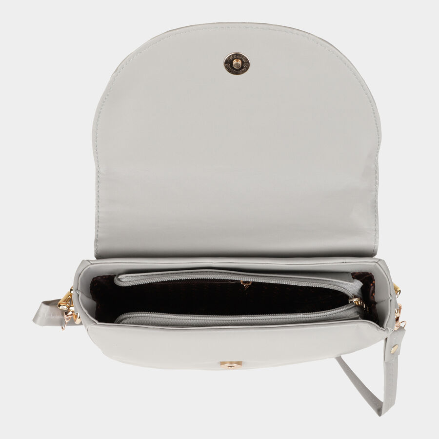 Women's Dark Grey Polyurethane Handbag, , large image number null