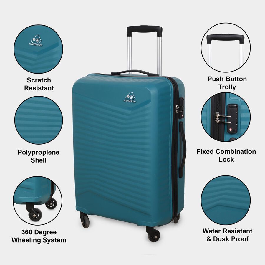 4-Wheel Light Green Polypropylene Hard Case Trolley, Medium, , large image number null