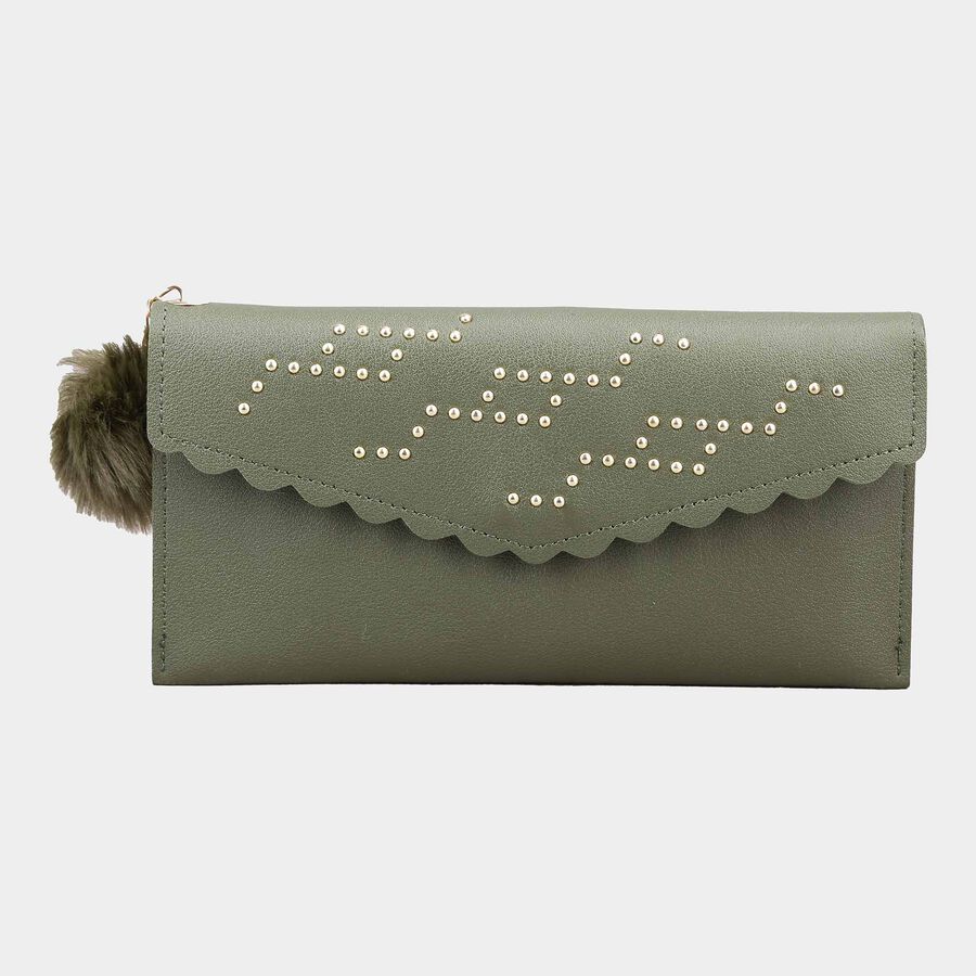 Women's Olive Polyurethane Hand Pouch, , large image number null