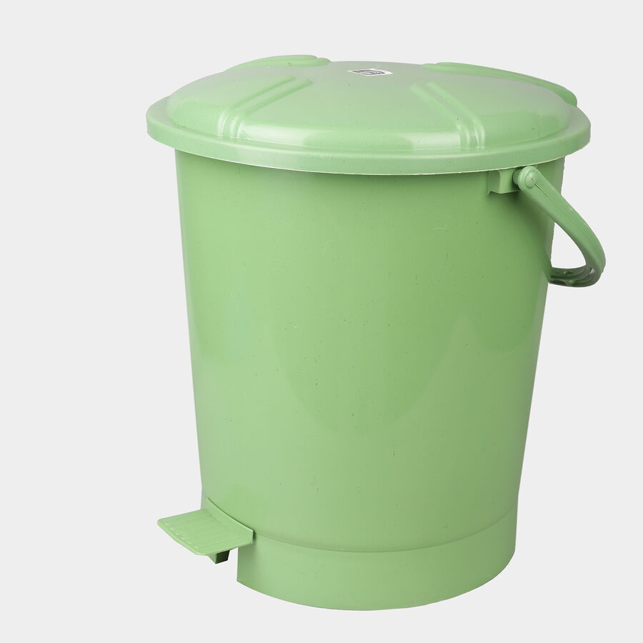 11L Green Plastic Dustbin, , large