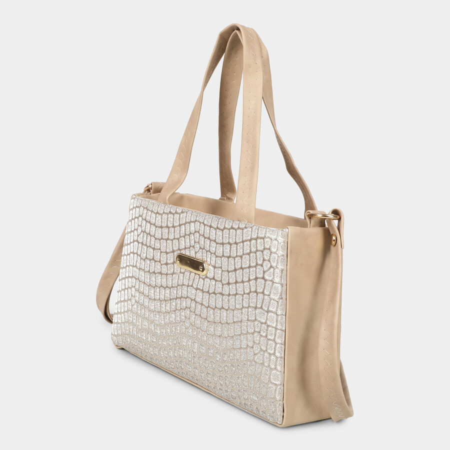 Women Golden Polyurethane Handbag, , large image number null