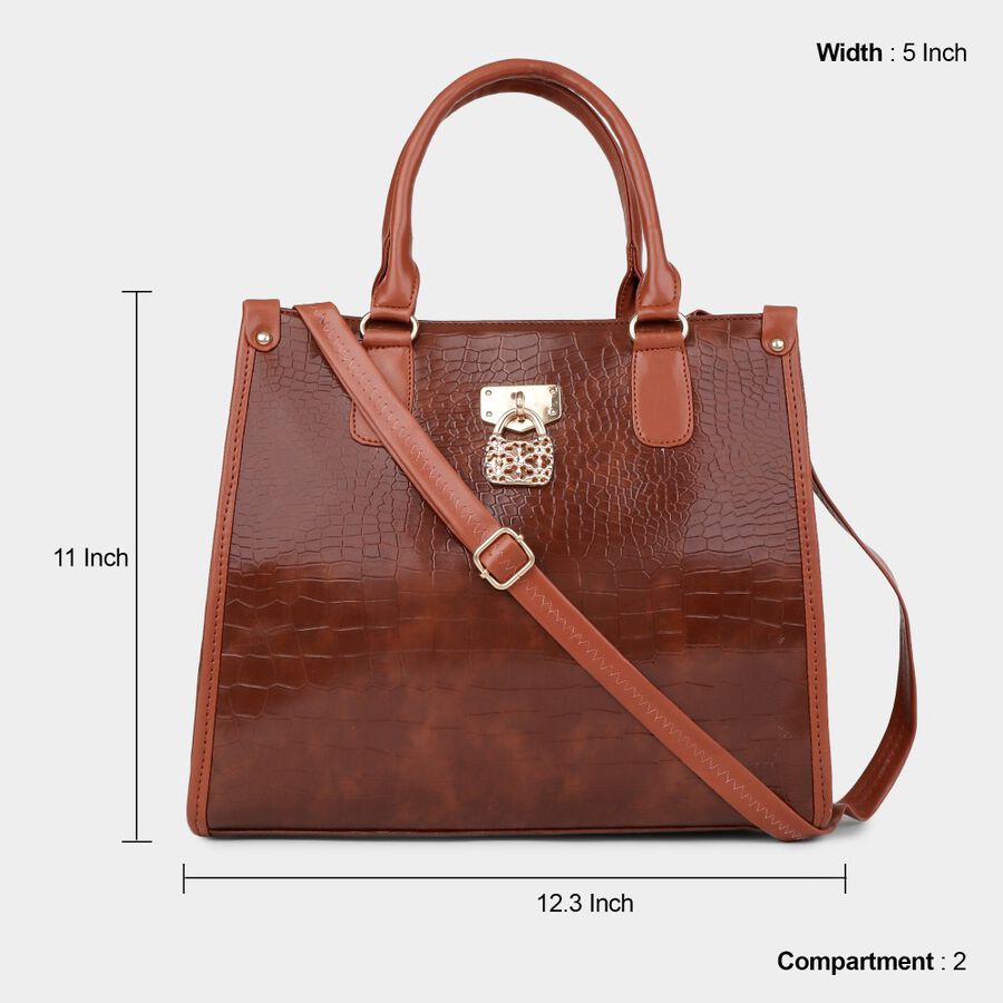 Women's Brown Polyurethane Tote Bag, , large image number null