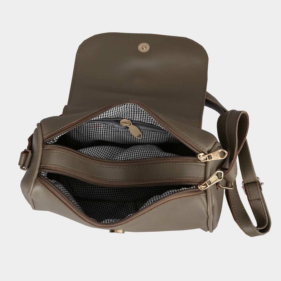 Women's Olive Polyurethane Sling Bag, , large image number null