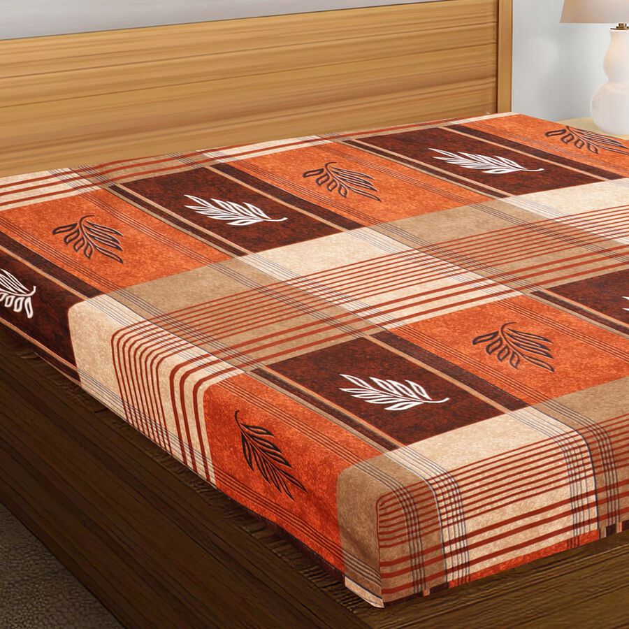 Brown Microfiber Double Bedsheet with Pillow Cover, , large