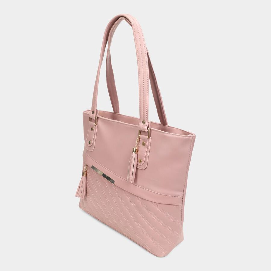 Women's Pink Polyurethane Tote Bag, , large image number null