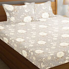 Beige Floral Printed King Size Bedsheet with Pillow Covers, , small image number null
