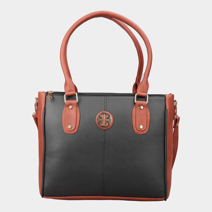 Women's Black Polyurethane Tote Bag, , large image number null