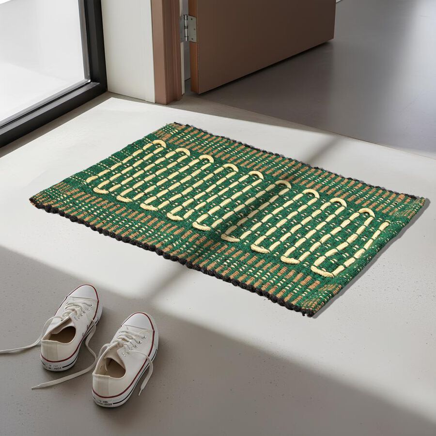 Green Polyester Cotton Door Mat, , large image number null