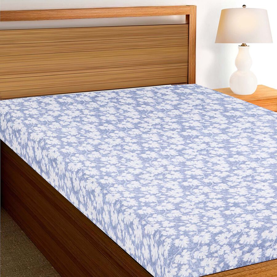 Light Blue Cotton Blend Single Bedsheet, , large image number null