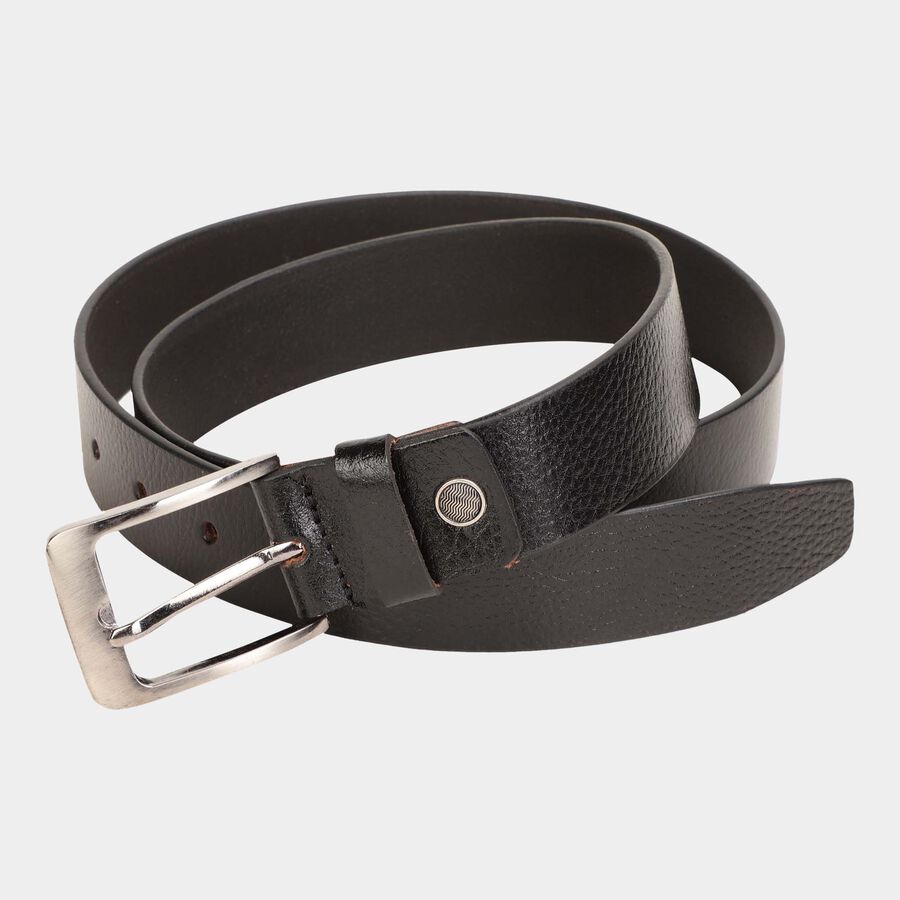 Men's Black Leather Casual Belt, , large image number null