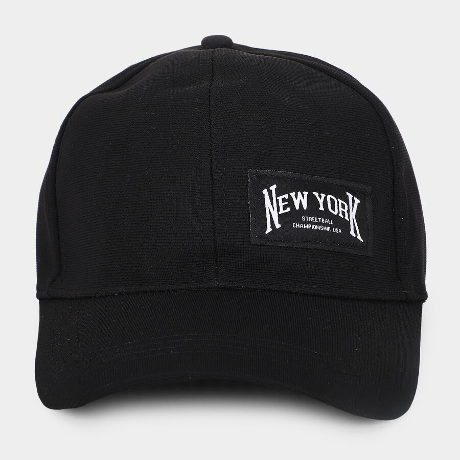 Men's Black Fabric Cap, , large