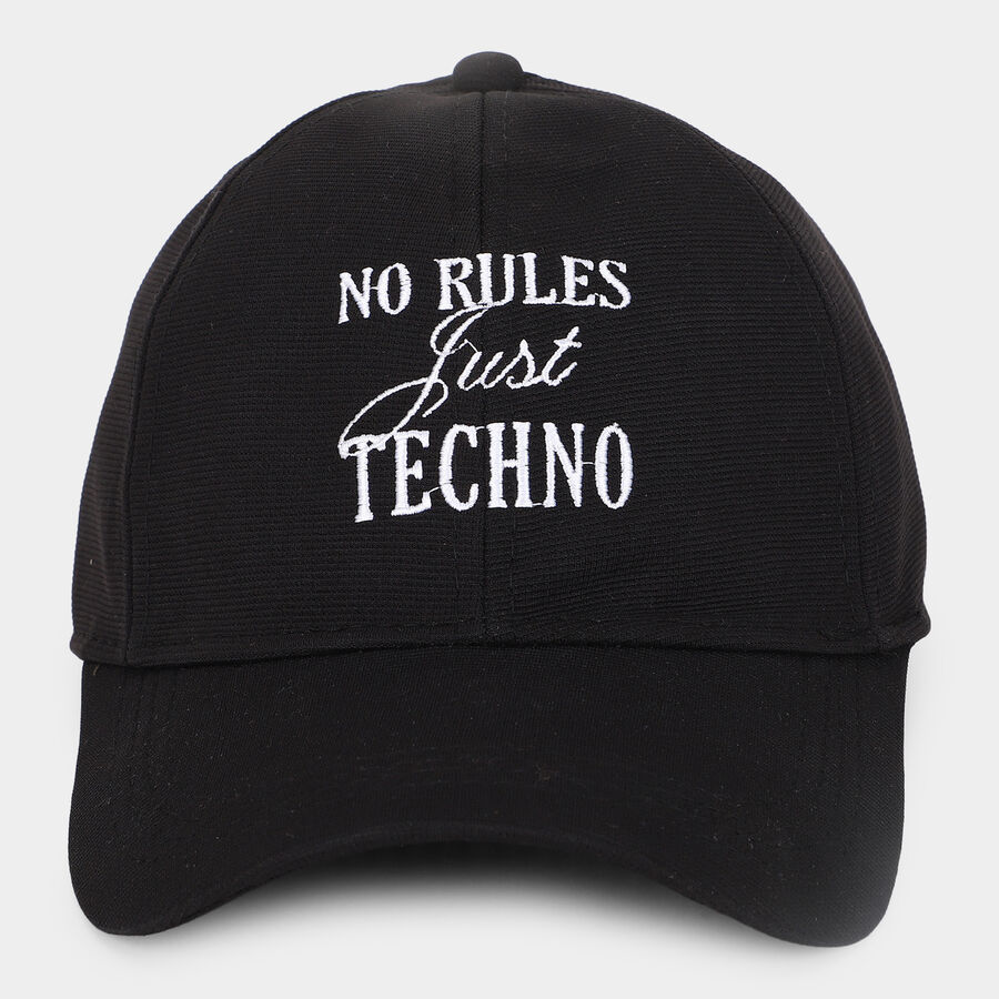 Men's Black Fabric Cap, , large