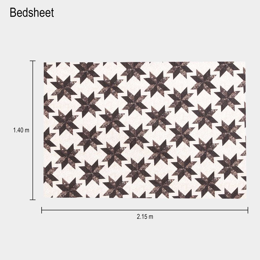 Black and White Geometric Printed Single Bedsheet, , large