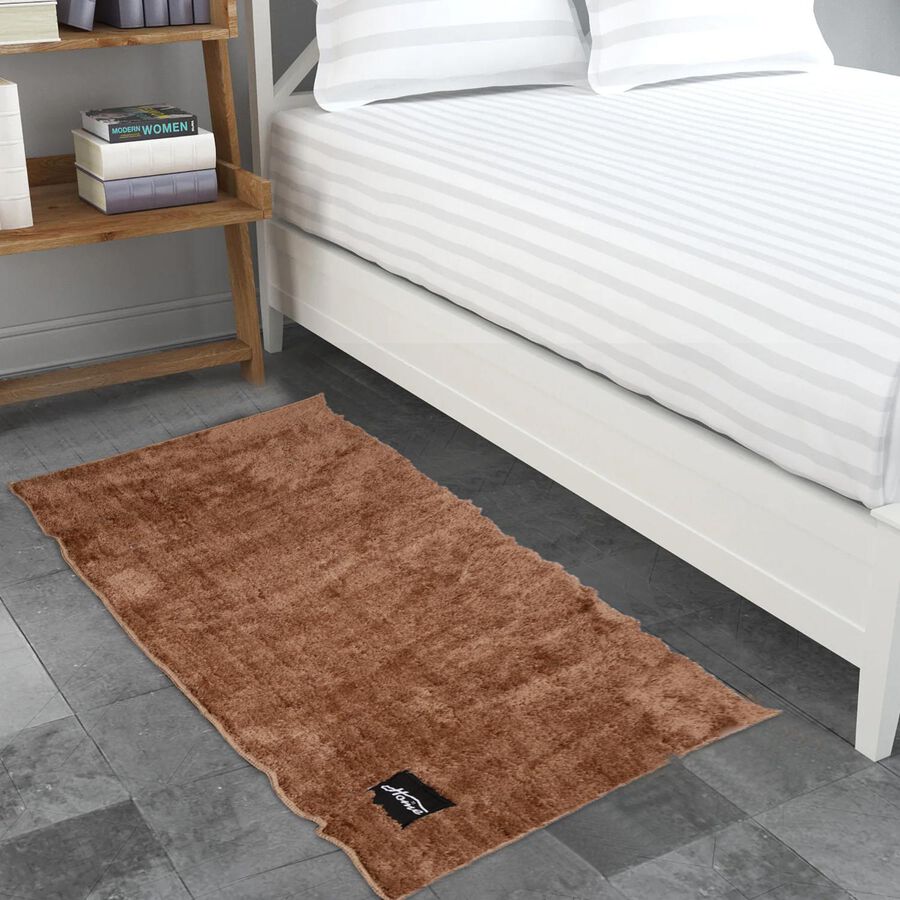 Anti-SKId Brown Polyester Bedside Runner, , large image number null