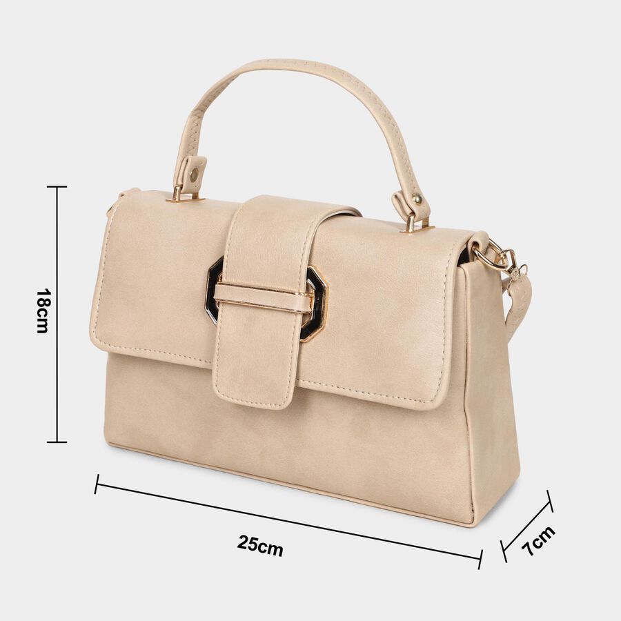 Women's Beige Polyurethane Sling Bag, , large image number null