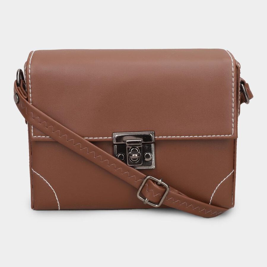Women Brown Polyurethane Handbag, , large image number null