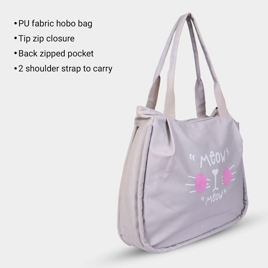 Women Printed Grey Hobo Bag, , large image number null
