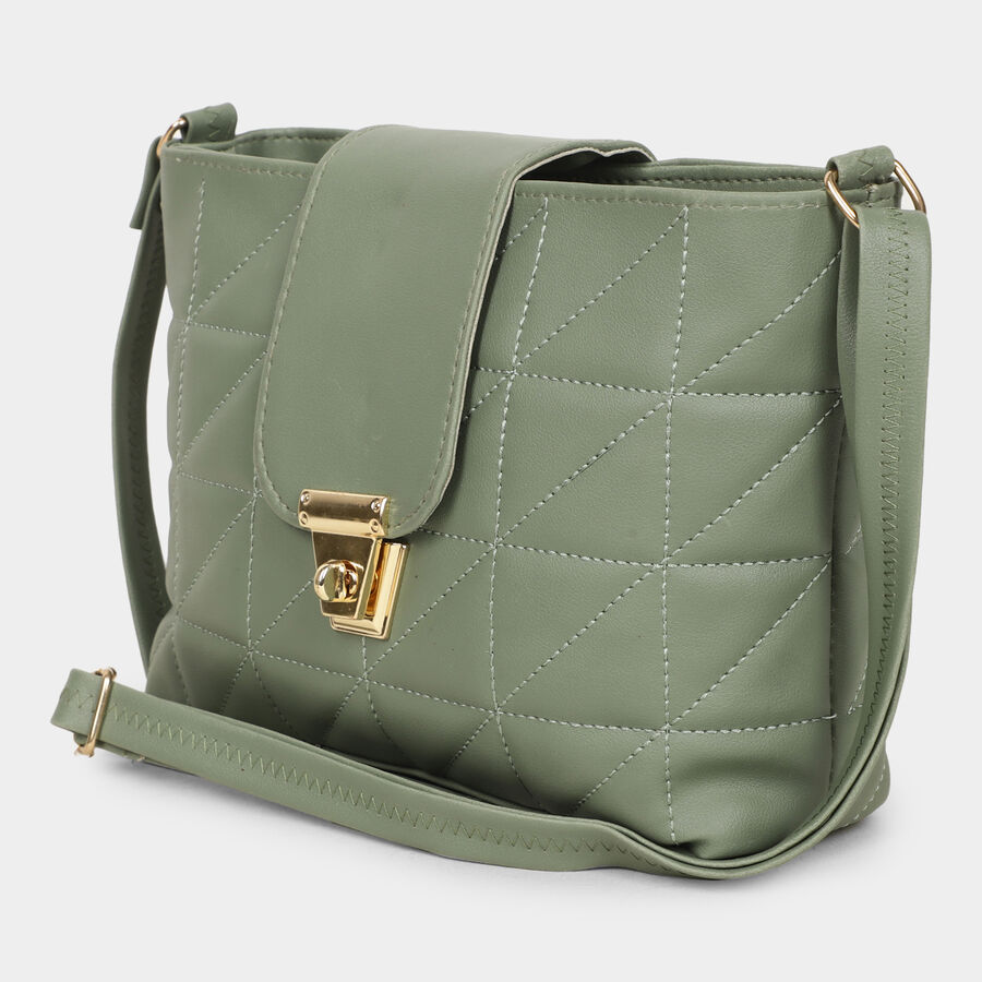 Women's Green Polyurethane Handbag, , large image number null