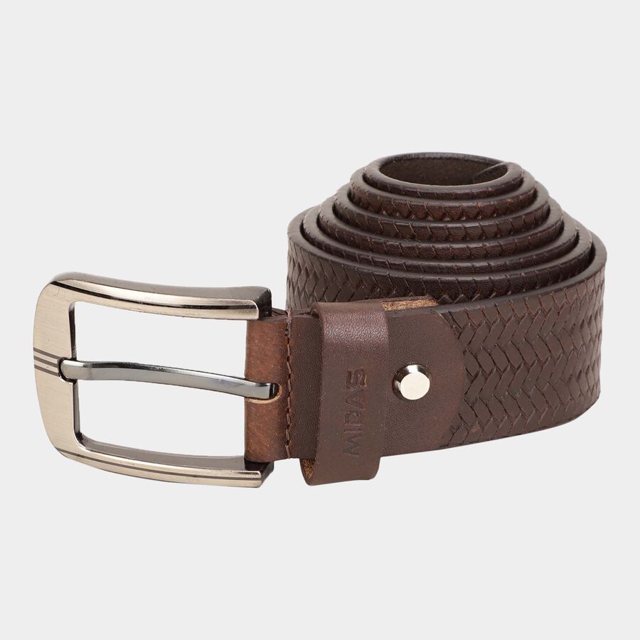 Men's Brown Leather Casual Belt, , large image number null