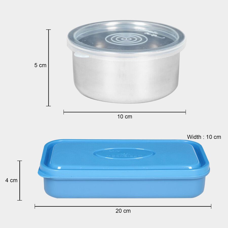 Plastic &Steel Lunch Box 3 Containers With Bag, , large image number null