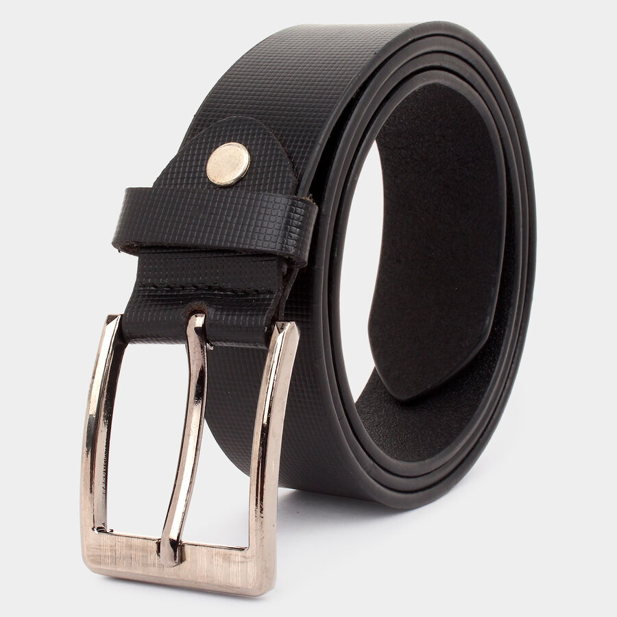 Men's Black Leather Casual Belt, , large image number null