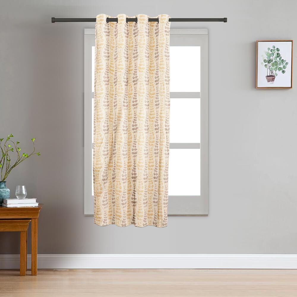 Home Beautiful                         5ft. Beige Printed Eyelet Window Curtains