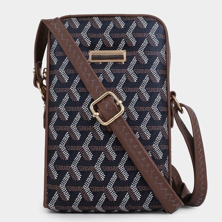 Women's Dark Blue Polyurethane Sling Bag, , large image number null