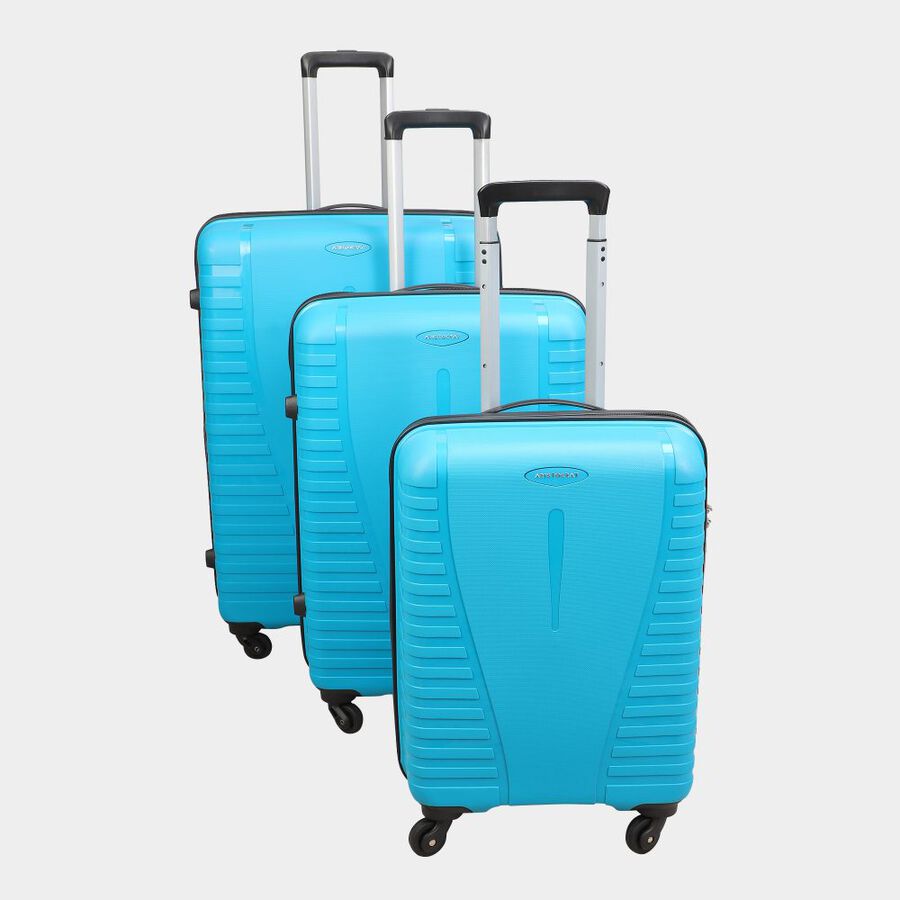 4-Wheel Light Blue Polypropylene Hard Case Trolley, Small + Medium + Large, , large image number null