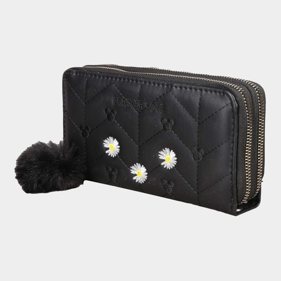 Women's Black Polyurethane Clutch Bag, , large image number null