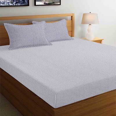 Blue Double Bed Cover with 2 Pillow Covers