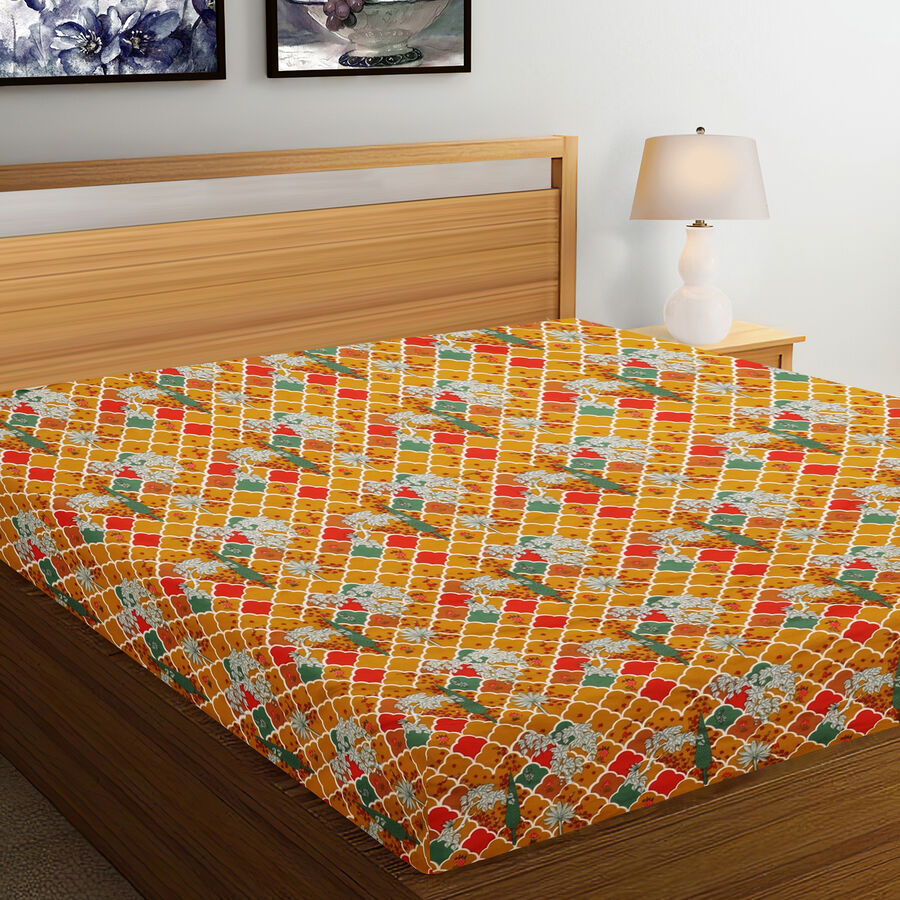 120 GSM Yellow Polyester Double Bedsheet, , large image number null