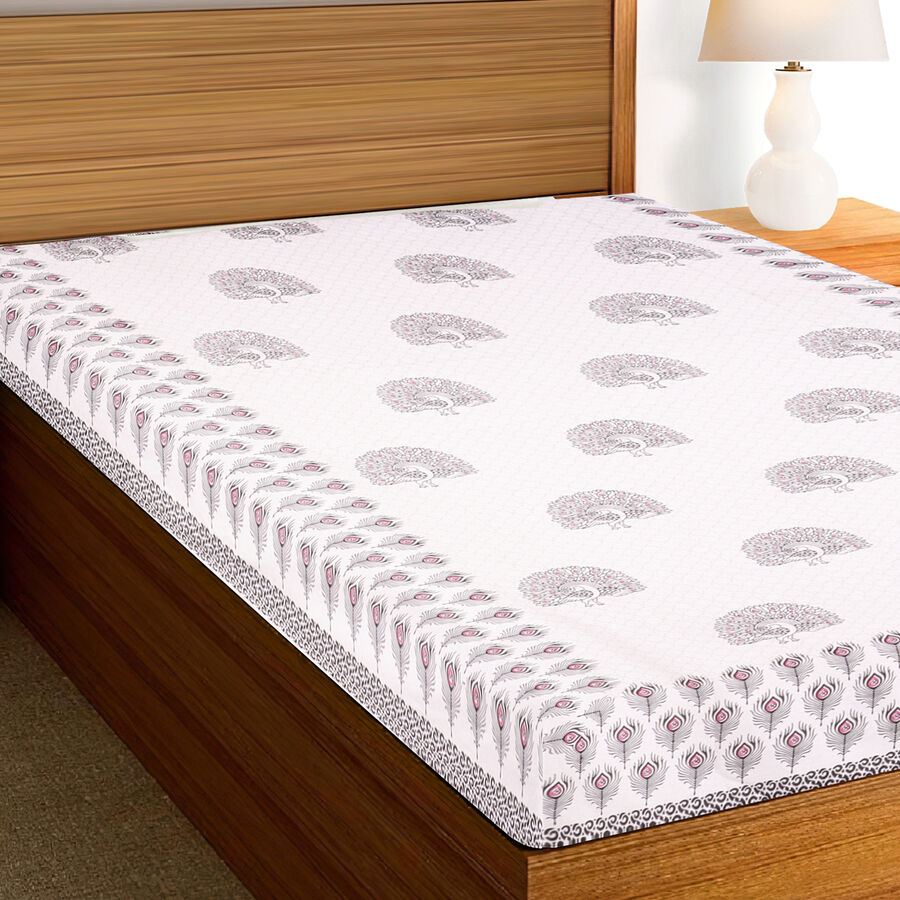 Cream Cotton Single Bedsheet, , large image number null