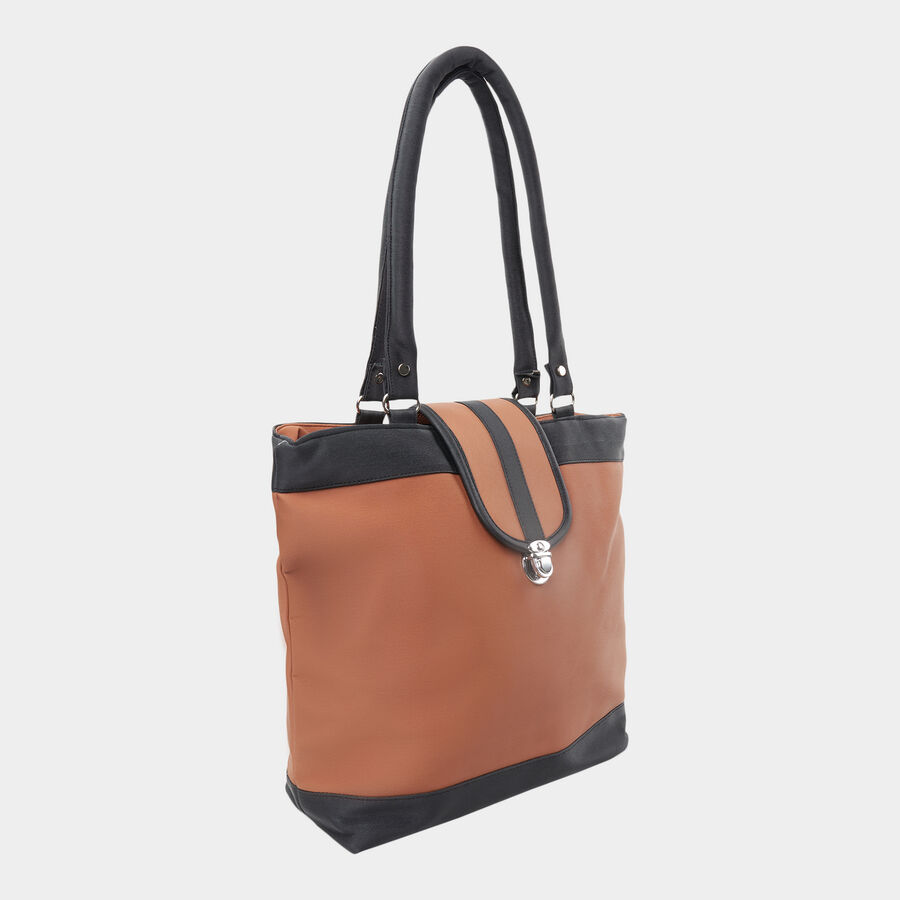 Women's Tan Polyurethane Tote Bag, , large image number null