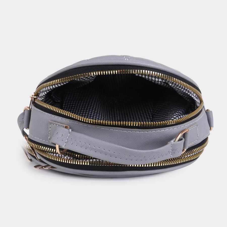 Women's Grey Polyurethane Sling Bag, , large image number null