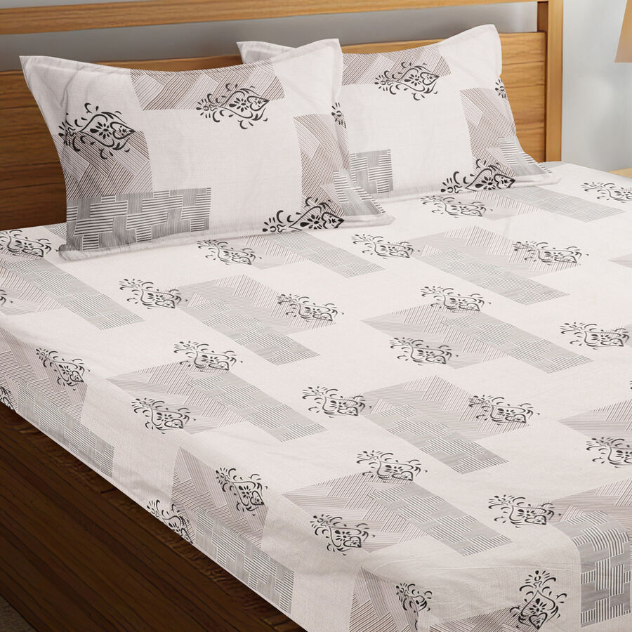 120 GSM White Microfiber Double Bedsheet, , large image number null