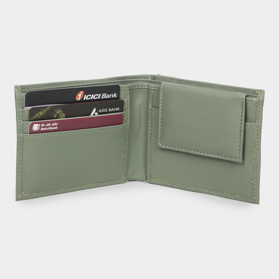 Men's Green Pu Wallet, , large