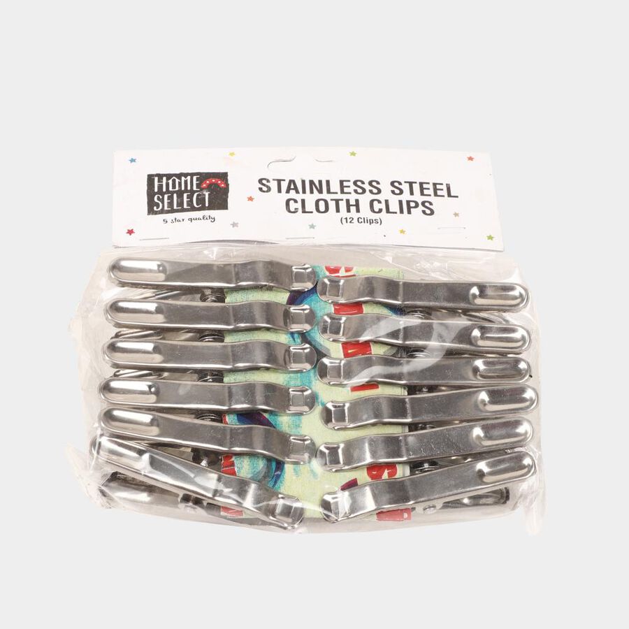 12 Steel Cloth Clips, , large image number null