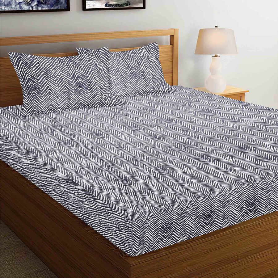 135 GSM Dark Grey Microfiber Double Bedsheet With Pillow Cover, , large image number null