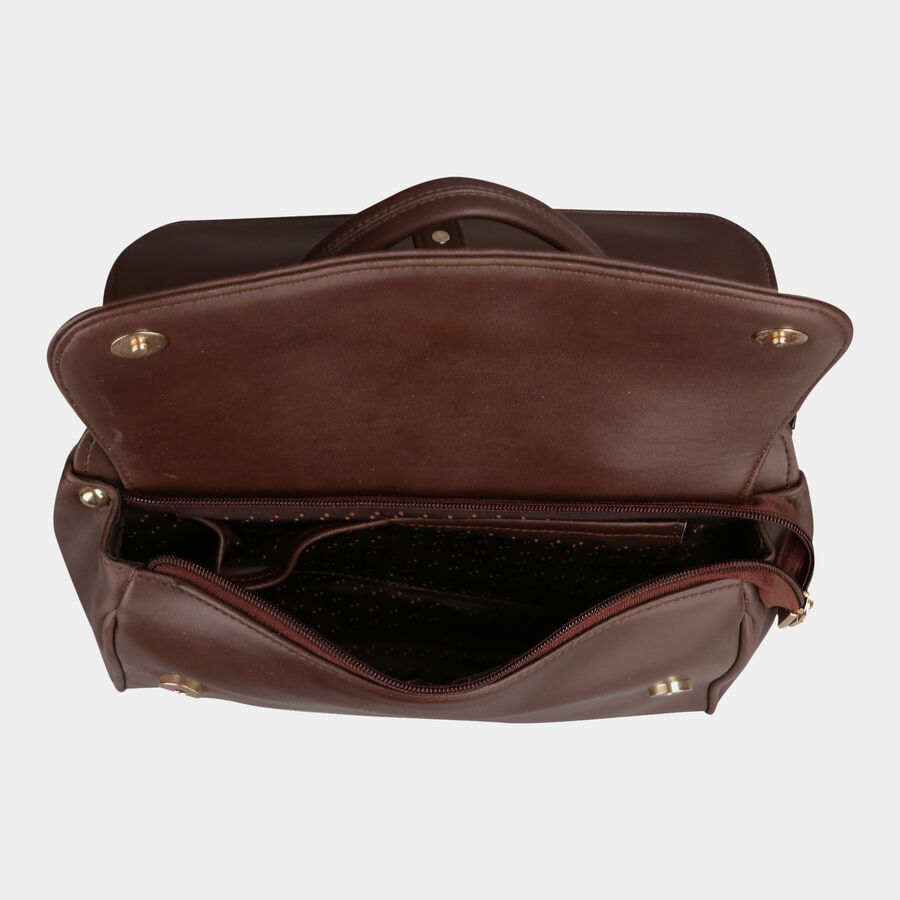 Women's Brown Polyurethane Tote Bag, , large image number null